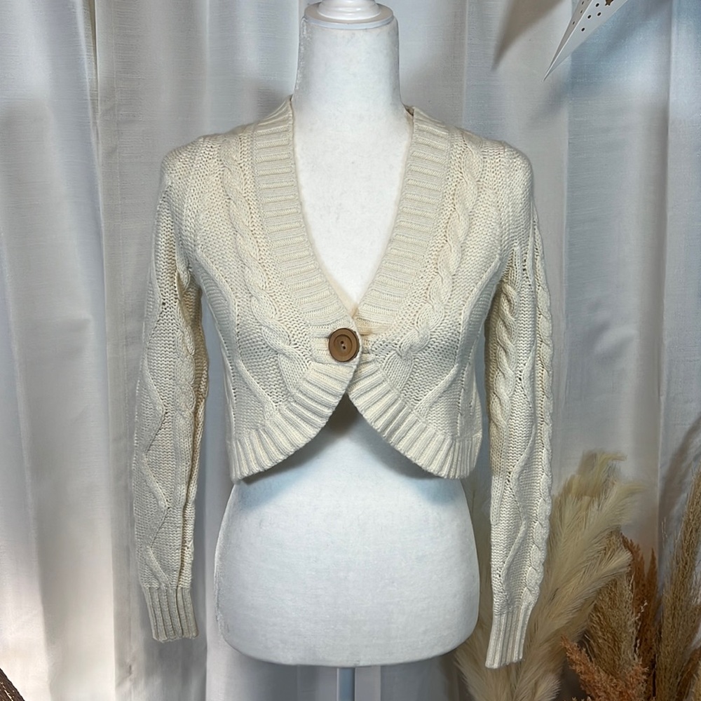 Banana Republic Off-White Cashmere Blend Cropped Shrug Cardigan Sweater